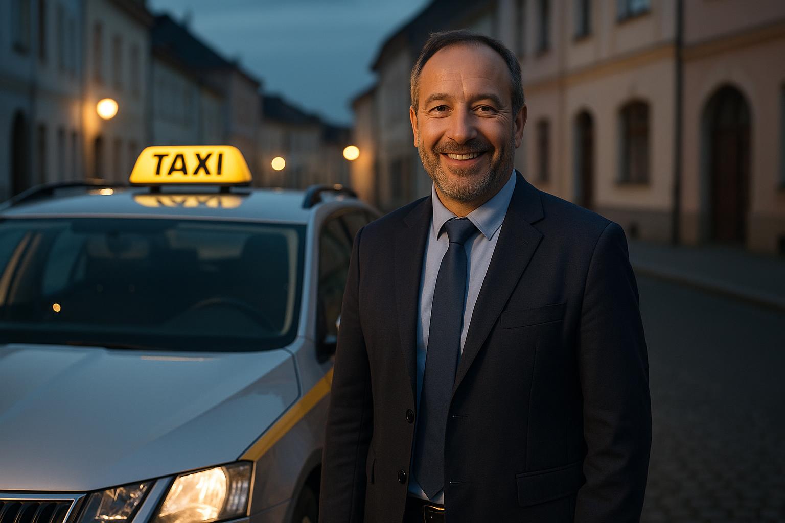 Tým taxislužby Taxi LuKa Most u svých vozů